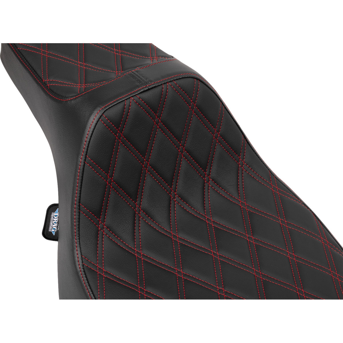 Drag Specialties Seats - Extended Reach Predator III Seat - Vinyl - Red Double Diamond Stitch - FLT/FLH '23-'25