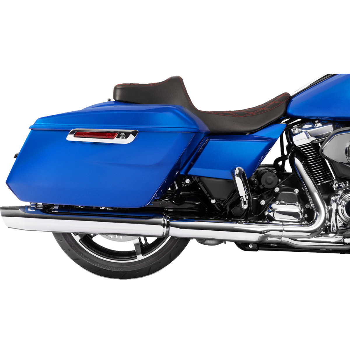 Drag Specialties Seats - Extended Reach Predator III Seat - Vinyl - Red Double Diamond Stitch - FLT/FLH '23-'25