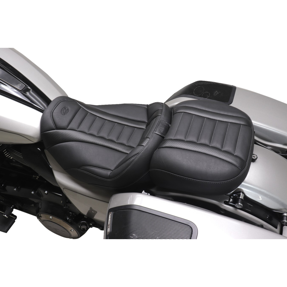 Mustang #88420GM - Deluxe Passenger Seat - Wide - Gunmetal Stitch - FLT/FLH '23-'25