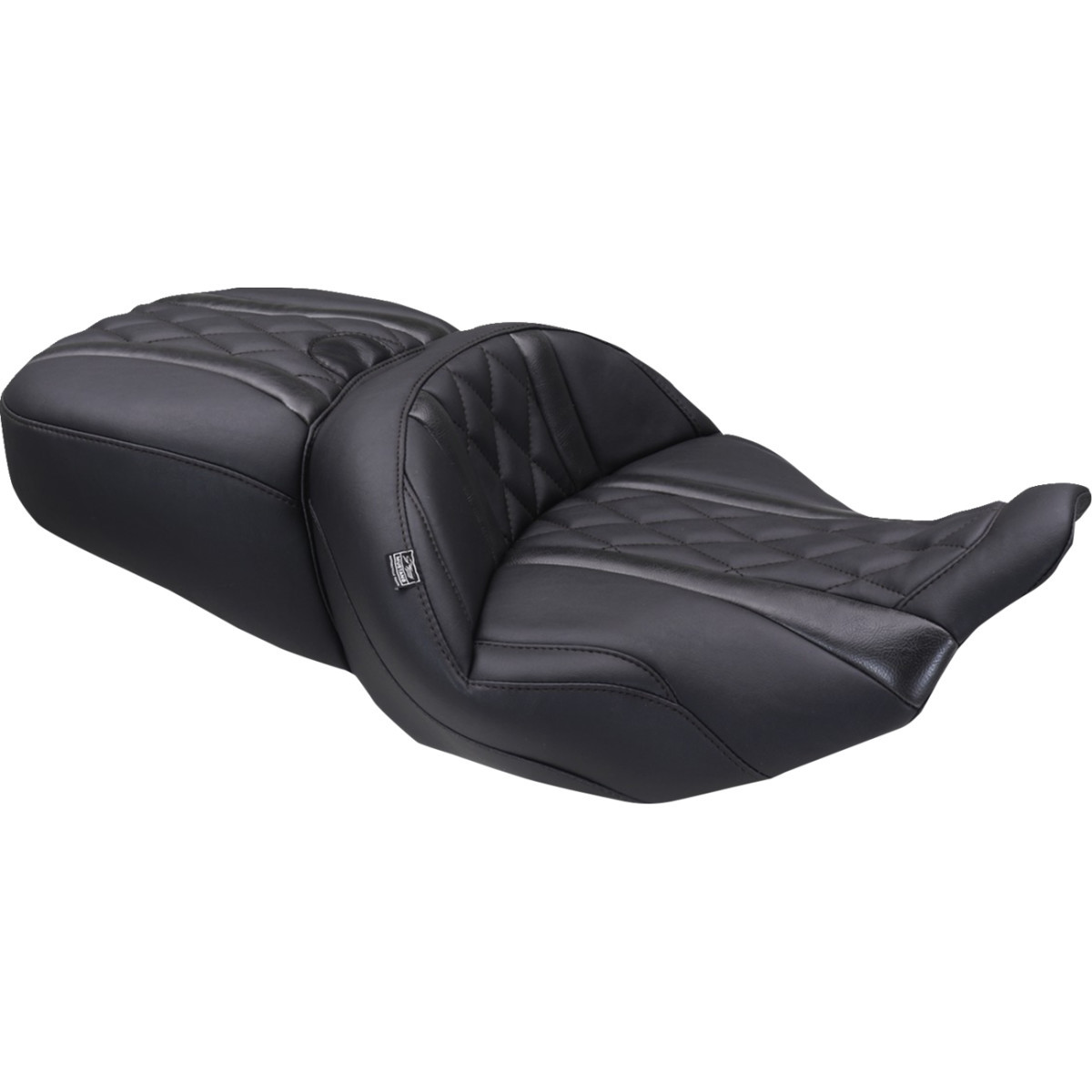 Mustang #89411 - Deluxe One-Piece, 2-Up Seat - Diamond - Black Stitch - FLT/FLH '23-'25