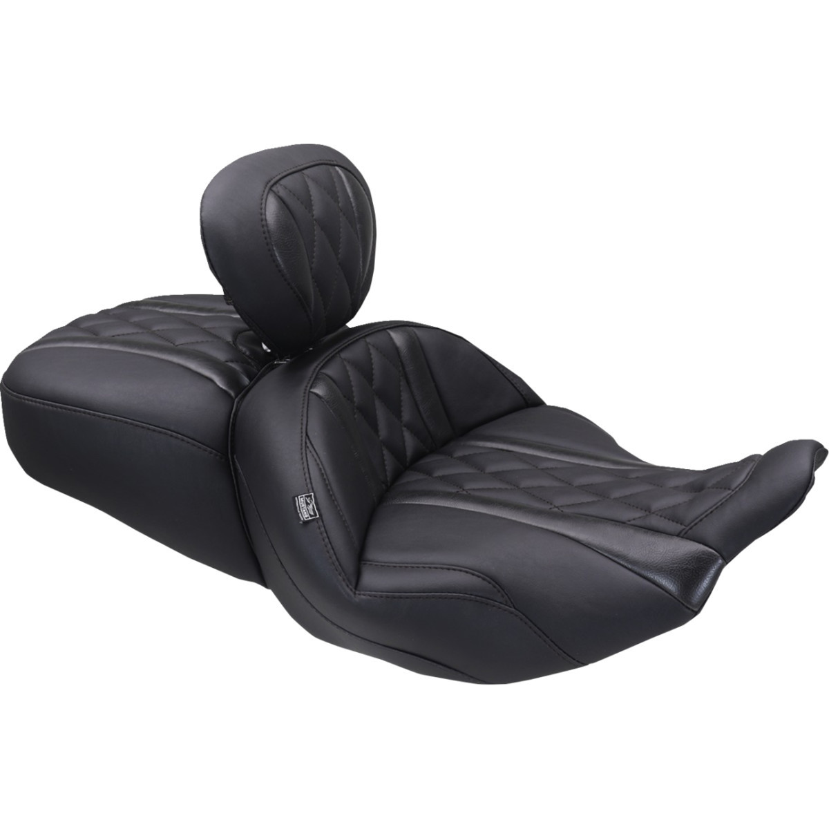 Mustang #89411 - Deluxe One-Piece, 2-Up Seat - Diamond - Black Stitch - FLT/FLH '23-'25