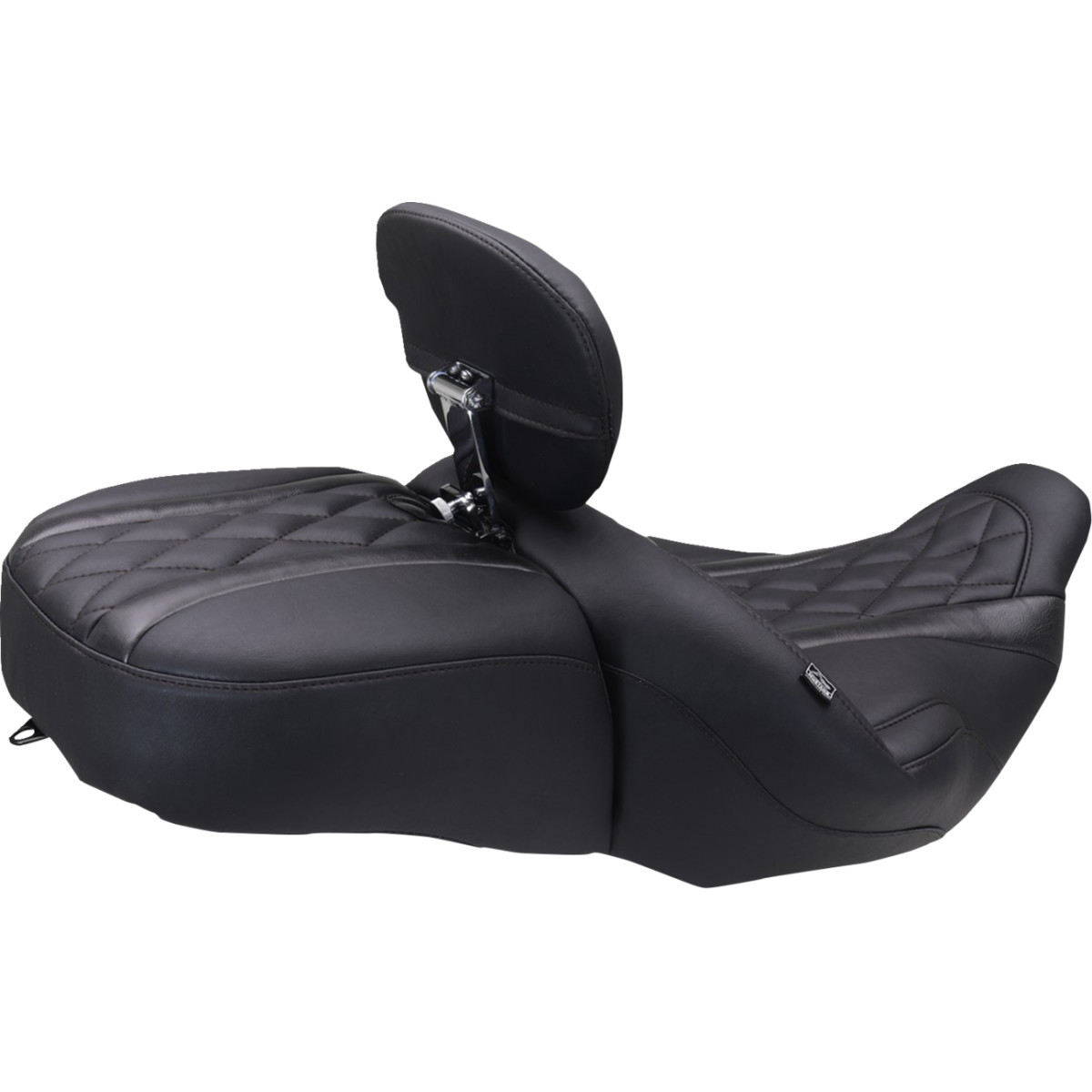 Mustang #89411 - Deluxe One-Piece, 2-Up Seat - Diamond - Black Stitch - FLT/FLH '23-'25