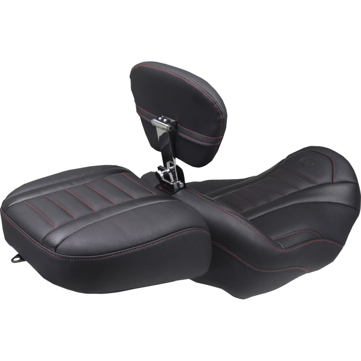 Mustang #89401DC - Deluxe Touring Solo Seat - w/ Backrest - Dark Cherry Stitch - FLT/FLH '23-'25