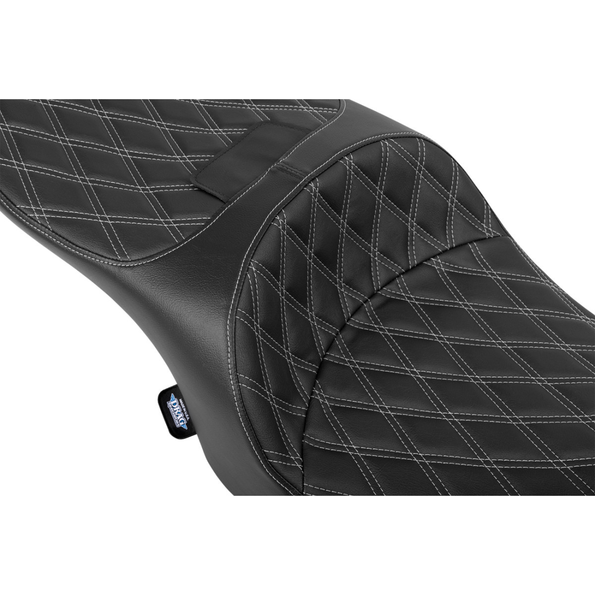 Drag Specialties Seats - Forward Position Freedom Seat - Vinyl - Silver Double Diamond Stitch - FLH/FLT '23-'25