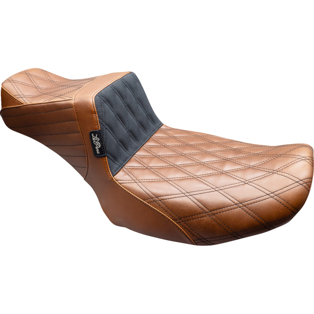 LE Pera #LV-587DLTDV01 - Tailwhip Daddy Long Legs Seat - Brown - Black Double Diamond Stitch - FLT/FLH '24-'25