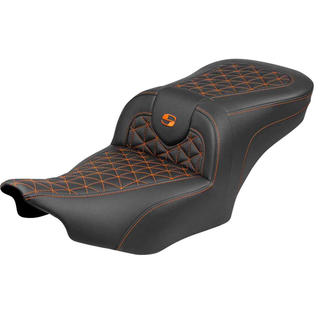 Saddlemen #823-07-21003 - Roadsofa™ Seat - without Backrest - Orange Stitch - FLH/FLT '23-'25