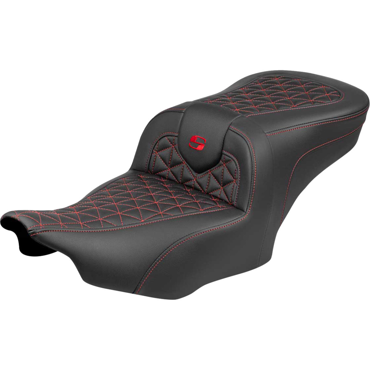 Saddlemen #823-07-21004 - Roadsofa™ Seat - without Backrest - Red Stitch - FLH/FLT '23-'25
