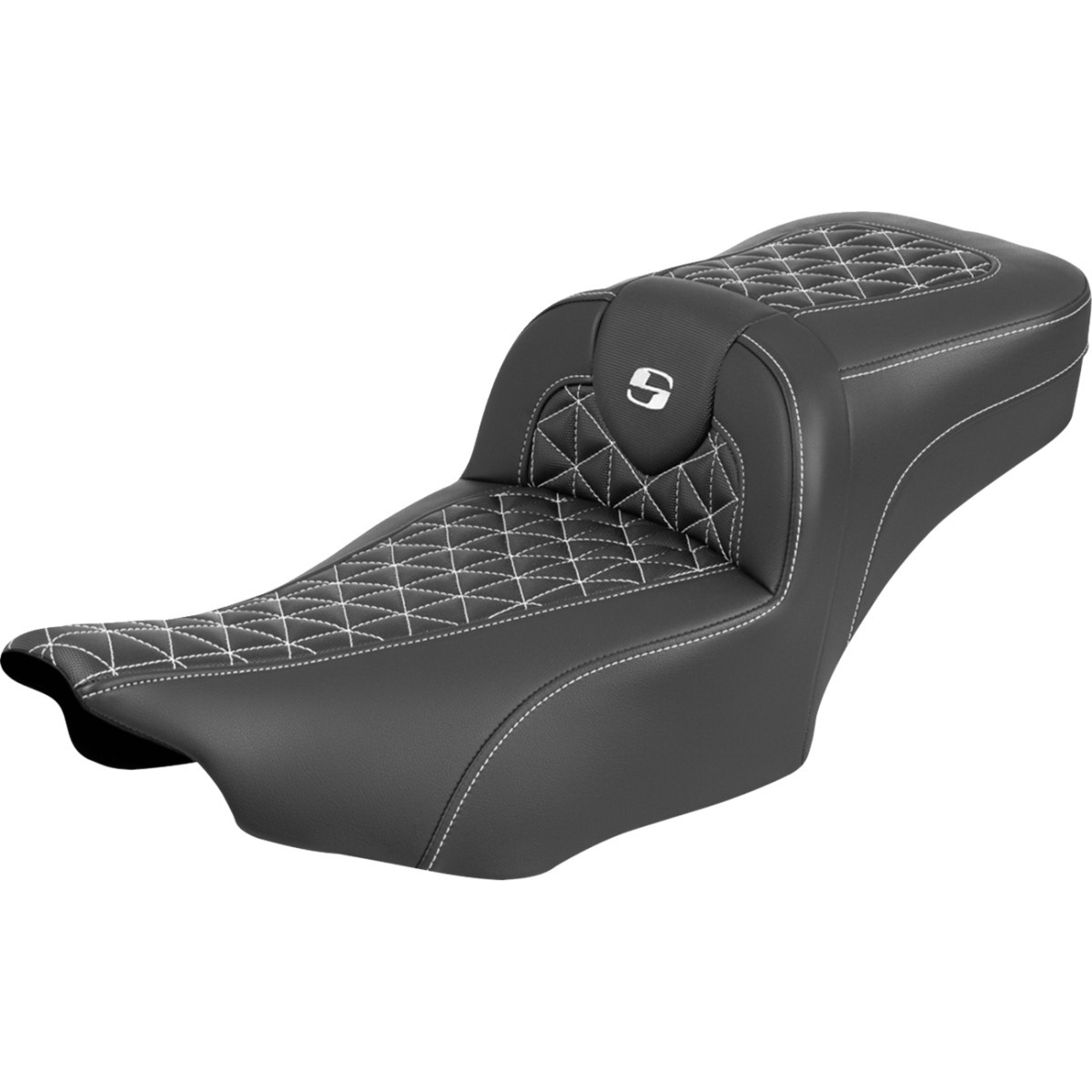 Saddlemen #823-07-21106 - Roadsofa™ Extended Reach Seat - without Backrest - White Stitch - FLH/FLT '23-'25