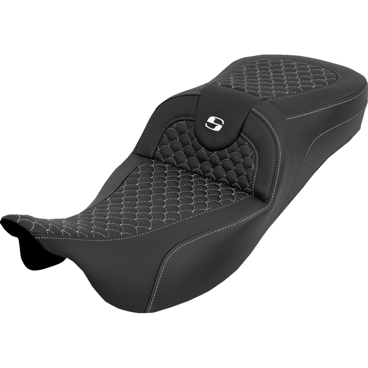 Saddlemen #808-07B-20906 - Extended Reach RoadSofa™ Seat - Dragon Scale - w/o Backrest - White Stitch - FLH/FLT '08-'25