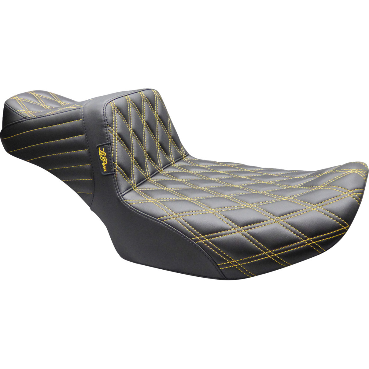 LE Pera #LV-587DLDD-GD02 - Tailwhip Daddy Long Legs Seat - Double Diamond - Gold Stitch - FLT/FLH '23-'26