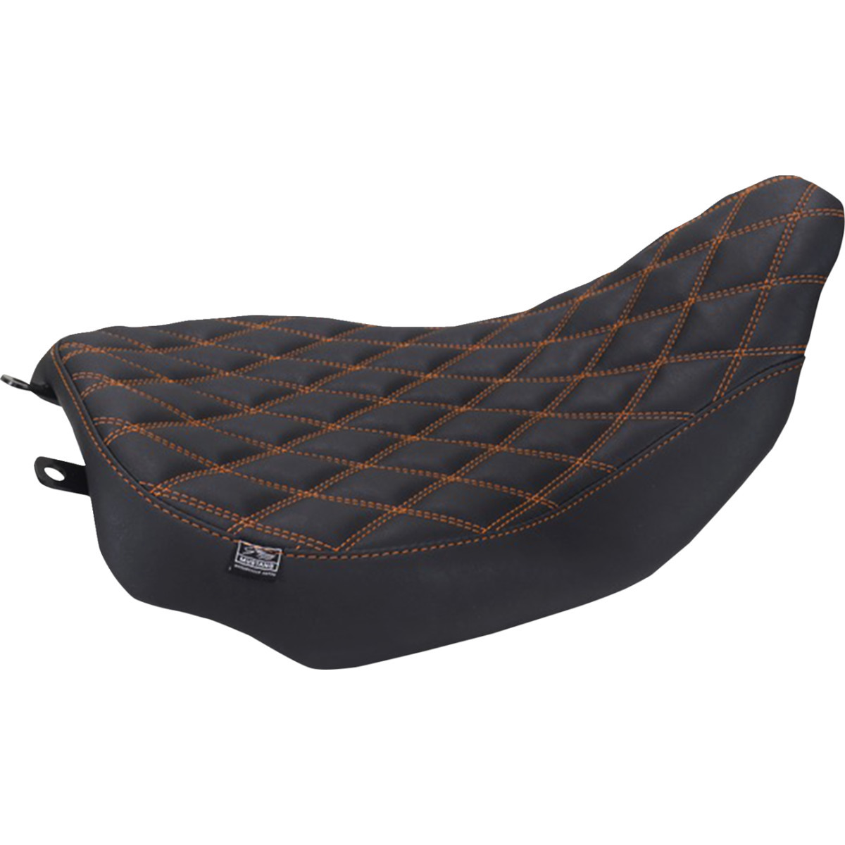 Mustang #88020MO - Runaround™ Solo Seat - Double Diamond - Mandarin Orange Stitch - FLT/FLH '23-'26