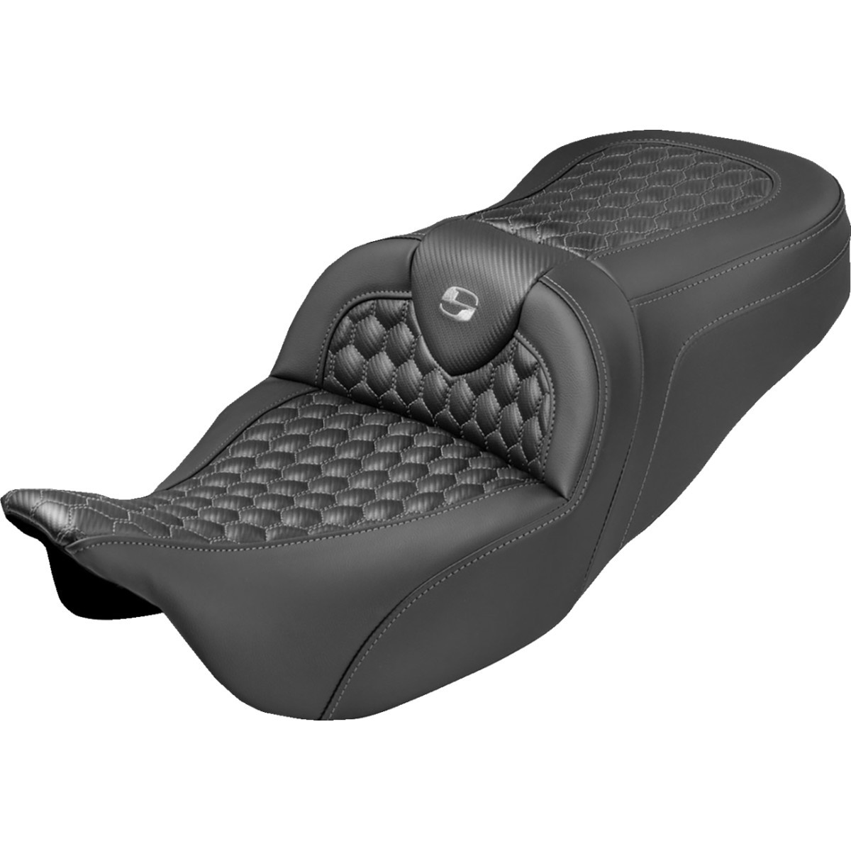 Saddlemen #808-07B-18902 - Roadsofa™ Seat - Honeycomb Stitch - Gray Stitch - No Backrest - FLH/FLT '08-'25