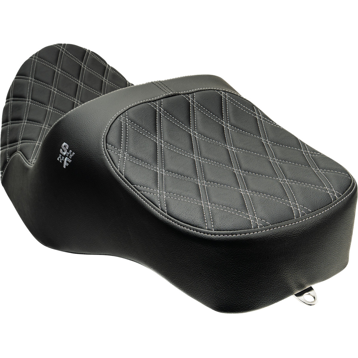 Slyfox #4723D - Chariot Seat - Silver Double Diamond Stitch - Silver Logo - FLH/FLT '09-'23.5