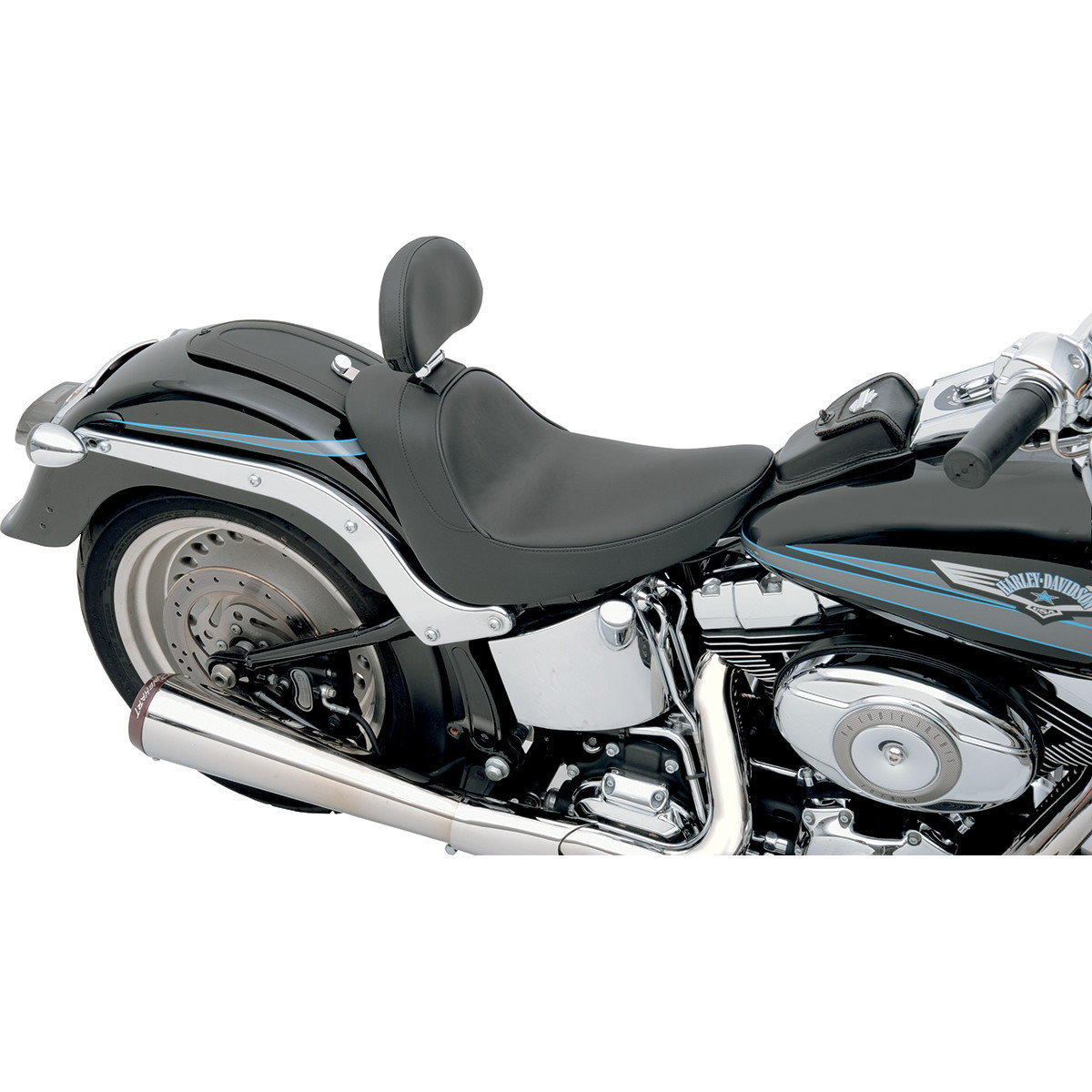 Drag Specialties Seats - Solo Seat - Smooth - Driver Backrest - FL/FX '06-'17