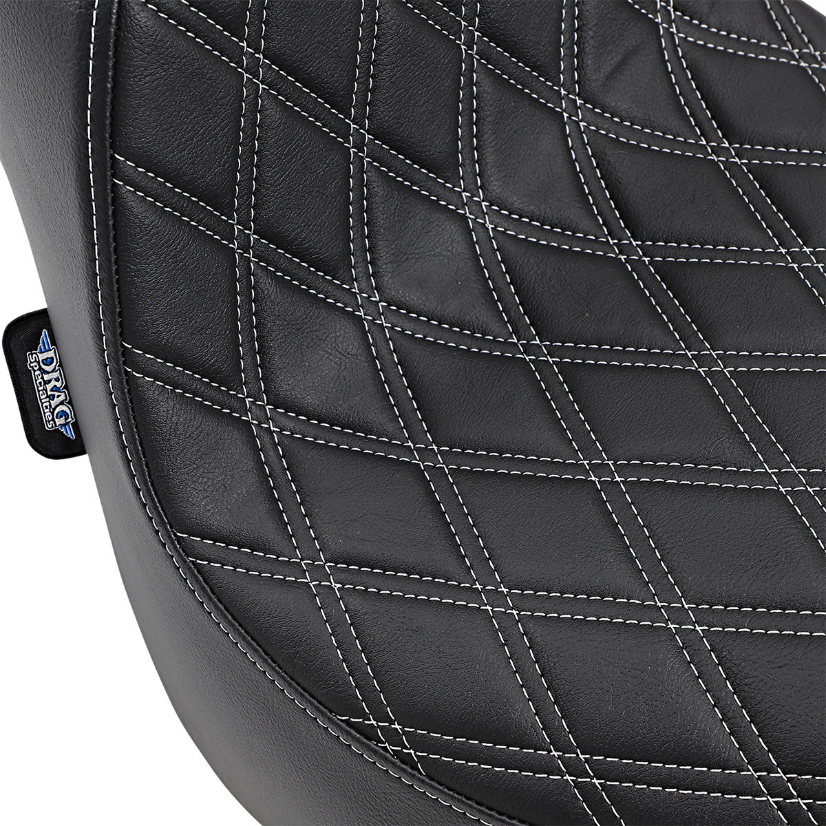 Drag Specialties Seats - Predator III Seat - Double Diamond - Silver Stitched - FXFB/S '18-'23