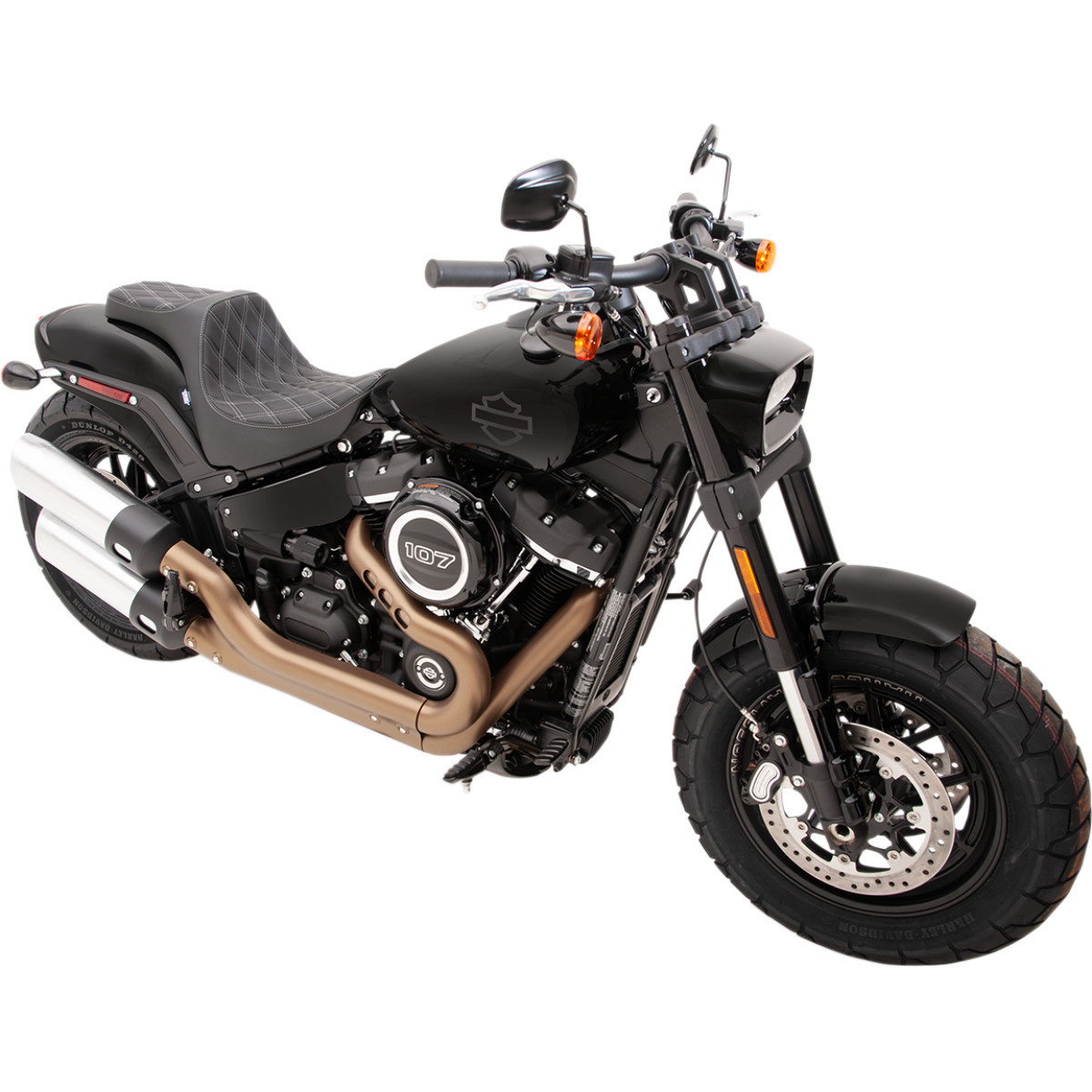 Drag Specialties Seats - Predator III Seat - Double Diamond - Silver Stitched - FXFB/S '18-'23