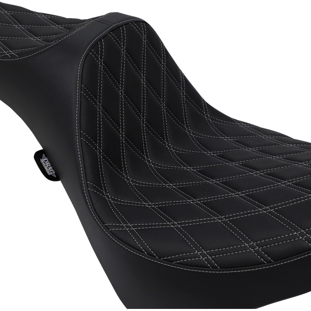 Drag Specialties Seats - Predator III Seat - Double Diamond - Silver Stitching - FL/FX '18-'23