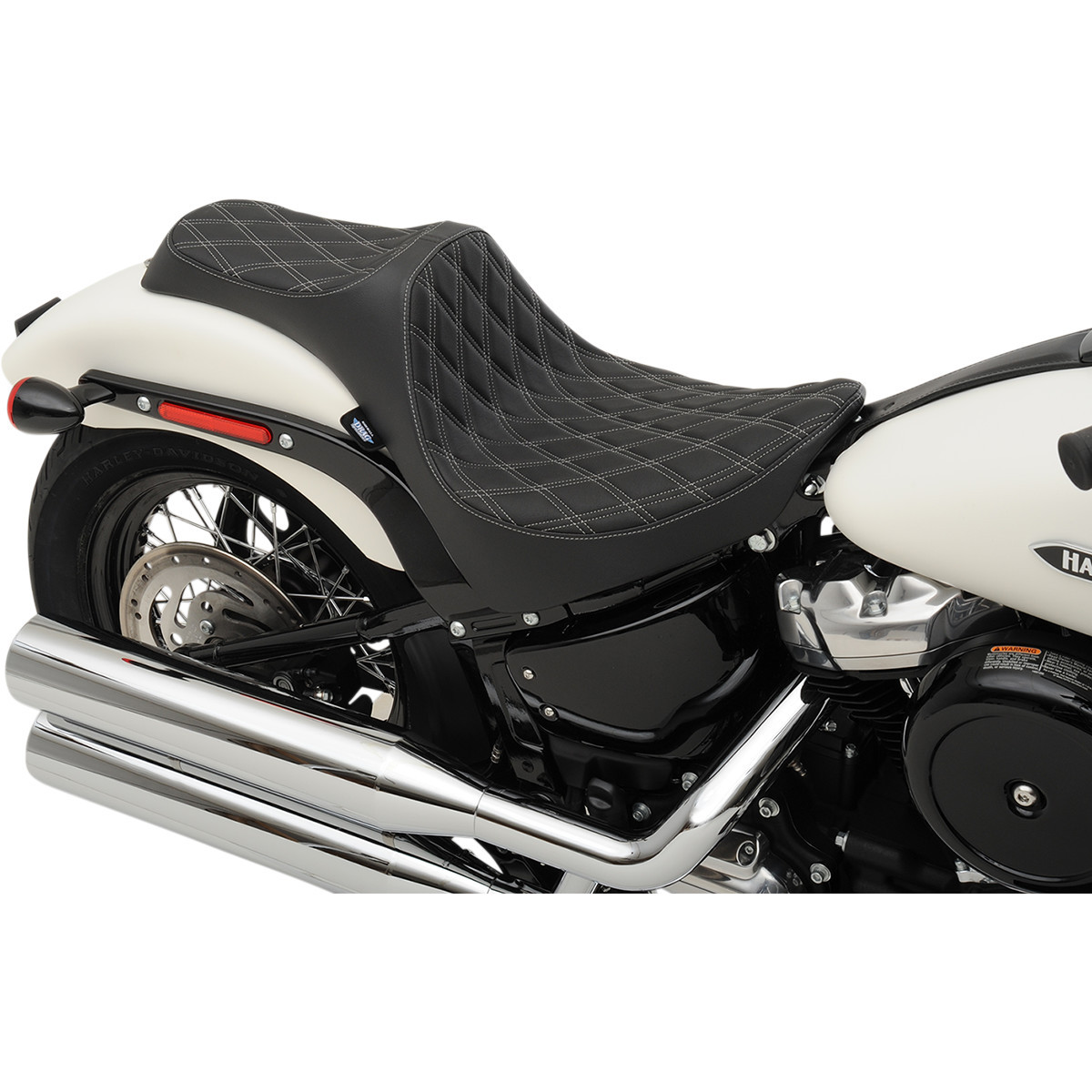 Drag Specialties Seats - Predator III Seat - Double Diamond - Silver Stitching - FL/FX '18-'23