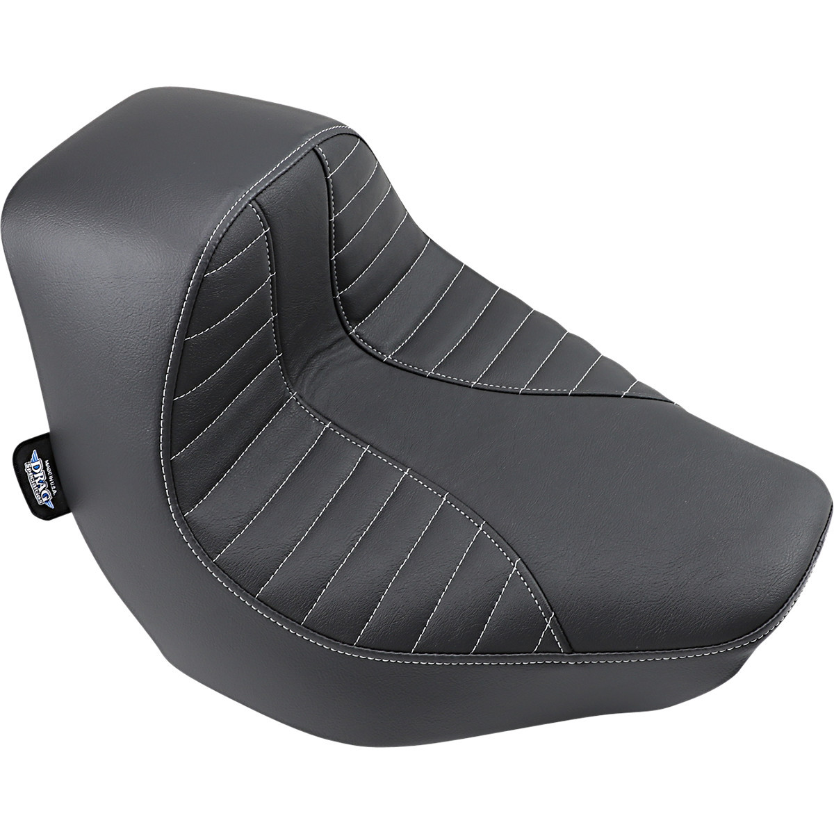 Drag Specialties Seats - EZ-Solo Seat - Scorpion Stitch - Silver Thread - Vinyl - FXBR/S '18-'20