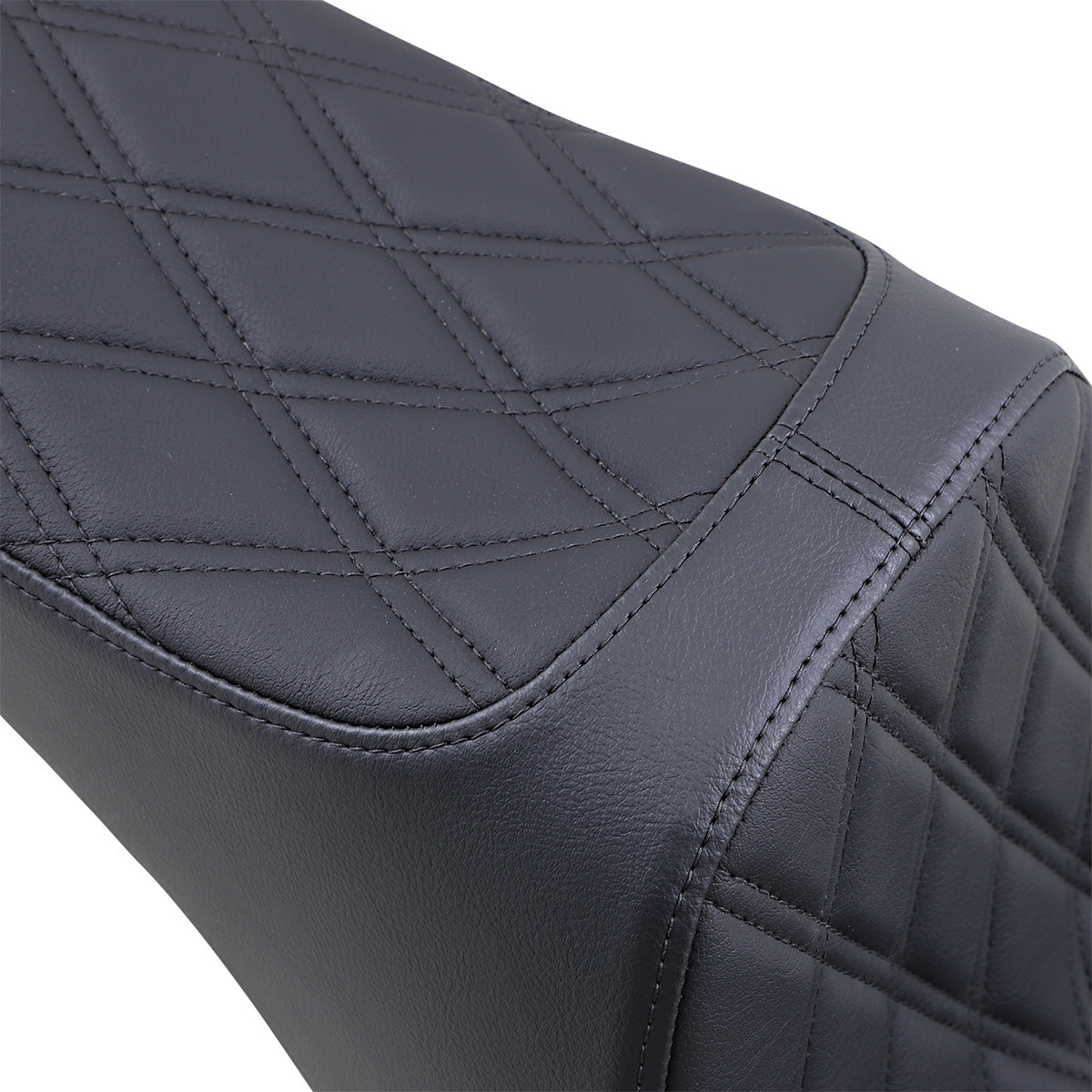 Drag Specialties Seats - Predator III 2-Up Seat - Vinyl - Double Diamond - Black Stitching - Softail '06-'17
