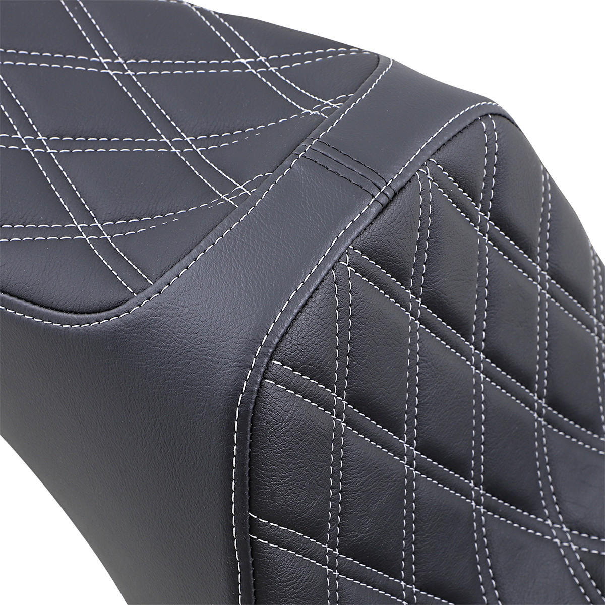Drag Specialties Seats - Predator III 2-Up Seat - Vinyl - Double Diamond - Silver Stitching - Softail '06-'17