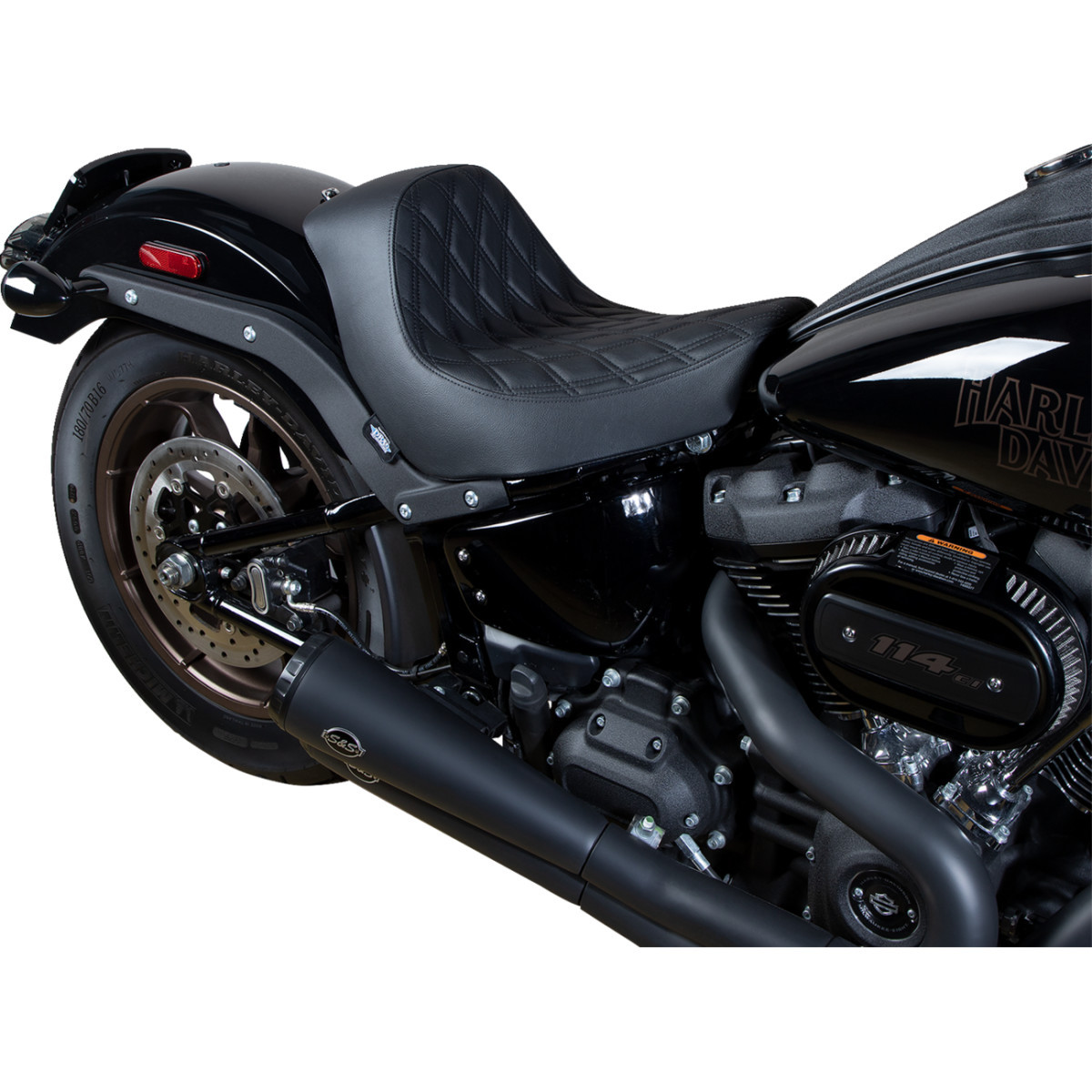 Drag Specialties Seats - Solo Seat - Double Diamond - Black Stitching - FL/FX '18-'23