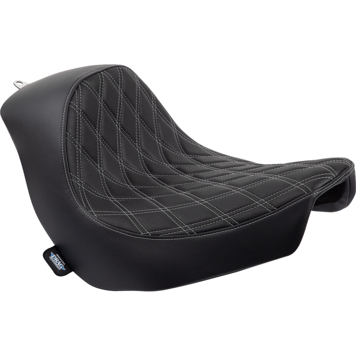 Drag Specialties Seats - Solo Seat - Double Diamond - Silver Stitching - FL/FX '18-'23
