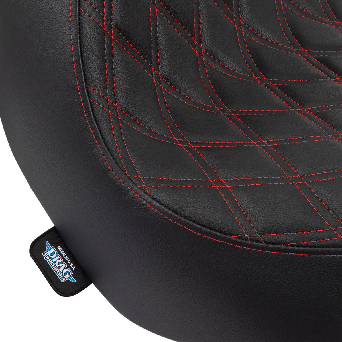 Drag Specialties Seats - Solo Seat - Double Diamond - Red Stitching - FL/FX '18-'23