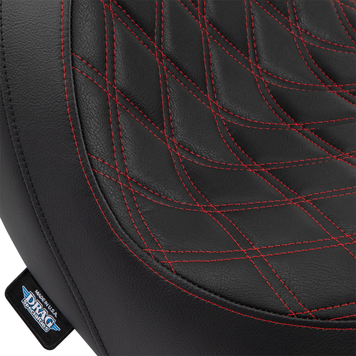 Drag Specialties Seats - Predator Seat - Double Diamond w/ Red Sitching - Vinyl - FLSB/FXLR '18-'23