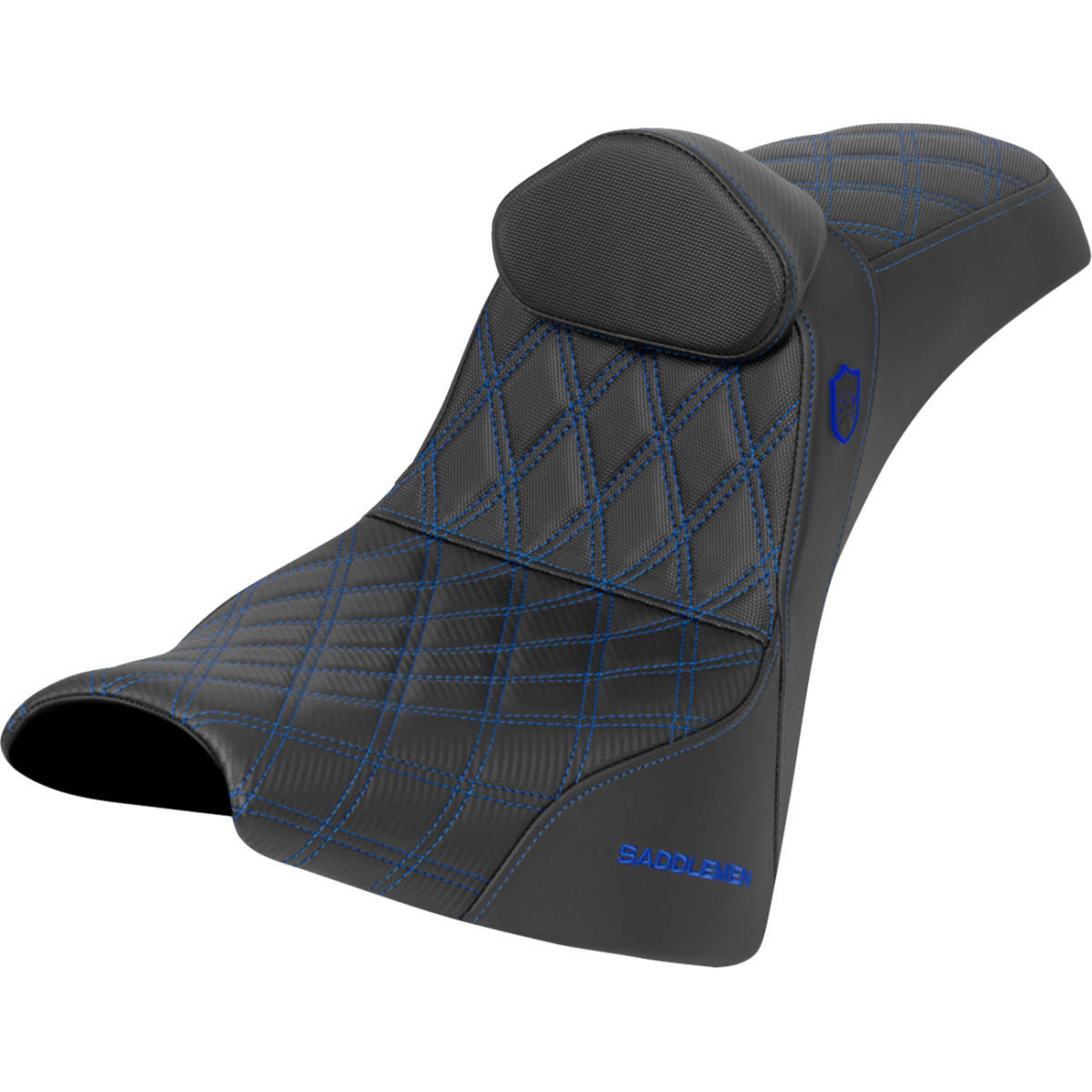Saddlemen #SC81830DB1 - Pro Series SDC Performance Seat - w/ Backrest - Blue Stitch - Gripper - FXBB/FXST '18-'25