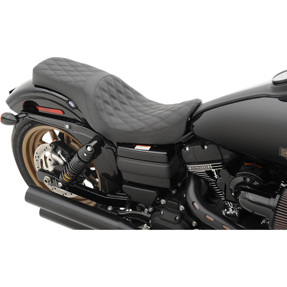 Drag Specialties Seats - Predator 2-Up Seat - Double Diamond - Black - FX/FL '06-'17