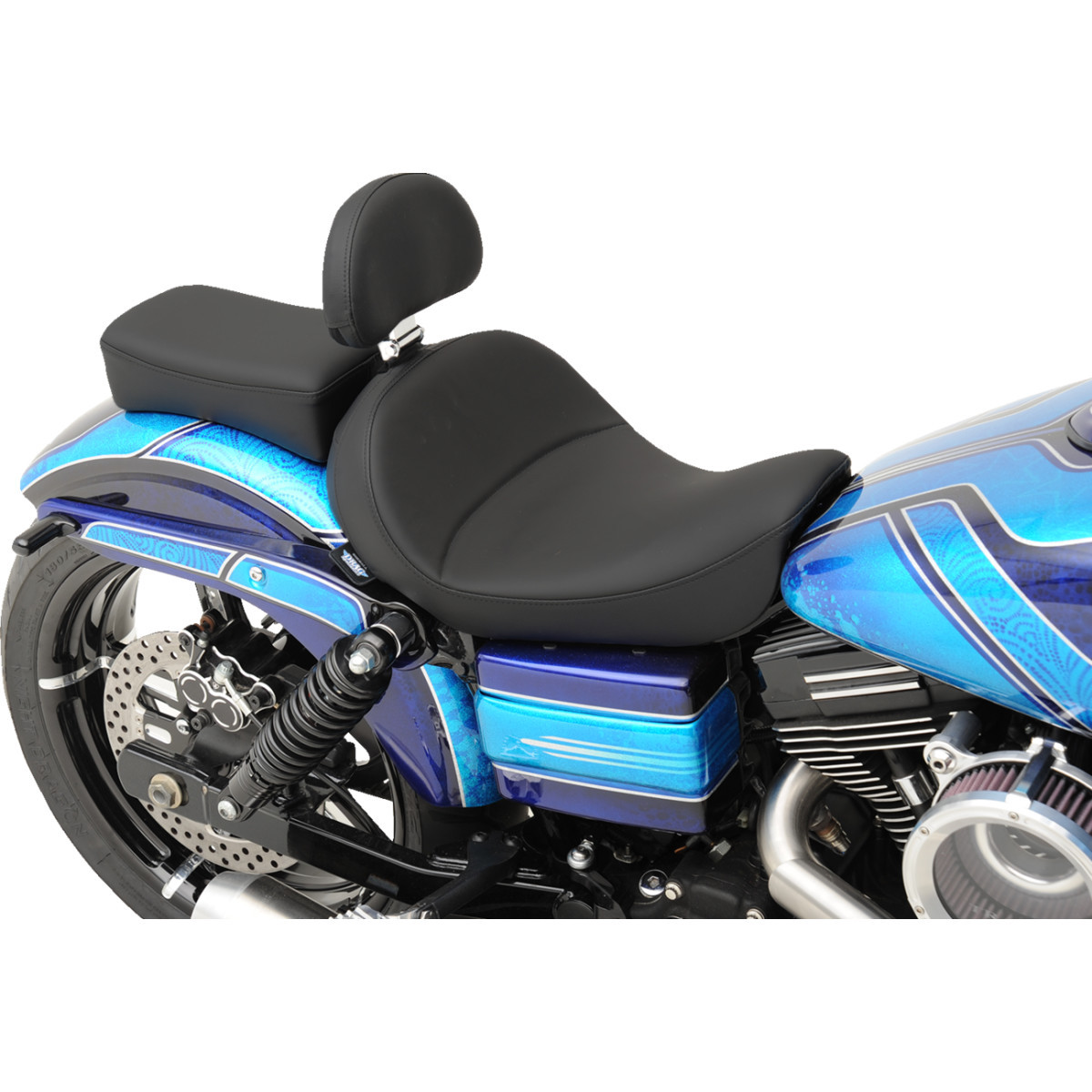 Drag Specialties Seats - Solo Seat - Mild Stitched - Driver's Backrest - FXD/FLD '06-'17