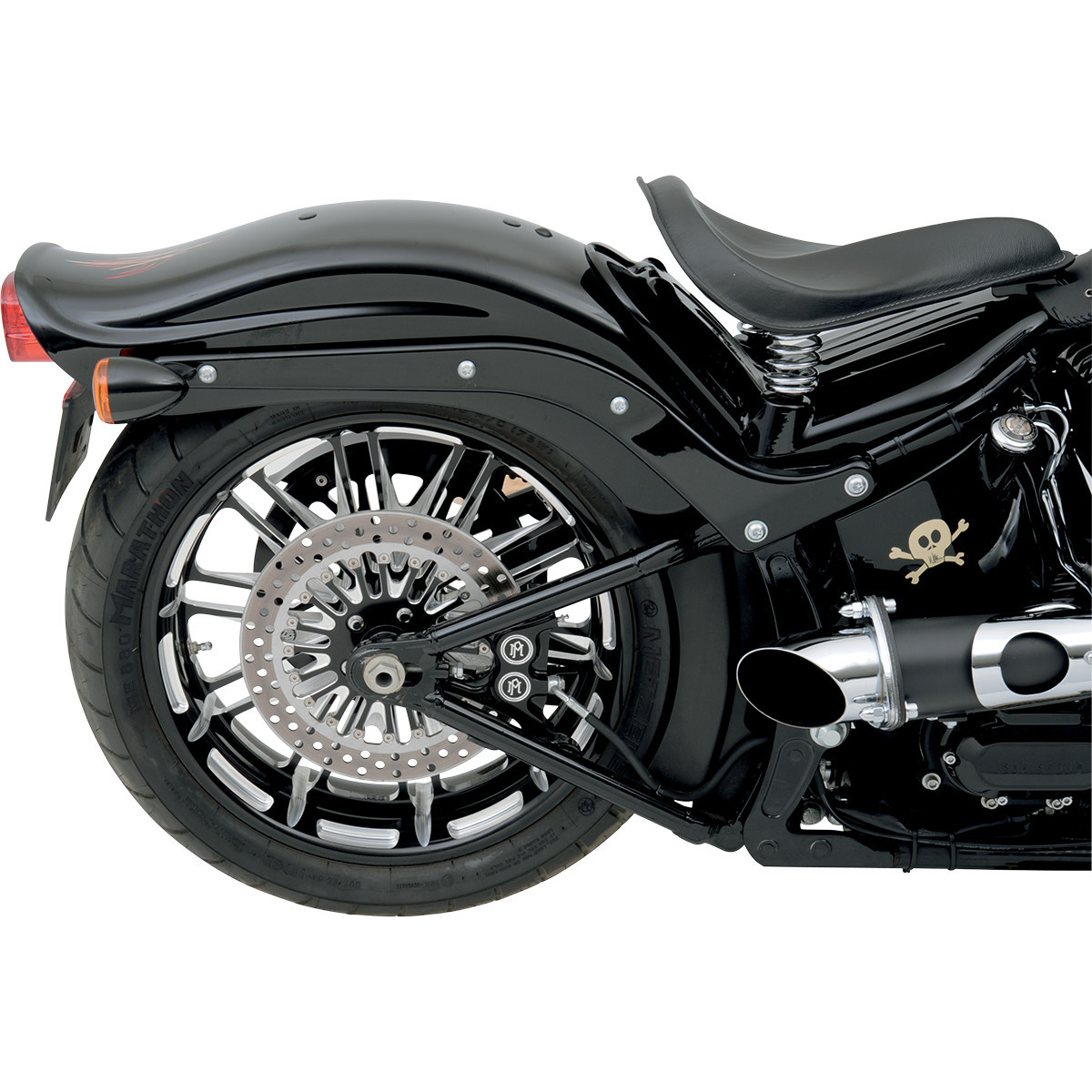 Performance Machine (PM) #1256-0077-BM - 4-Piston Caliper - Rear - Contrast Cut™ 08-17 Softail