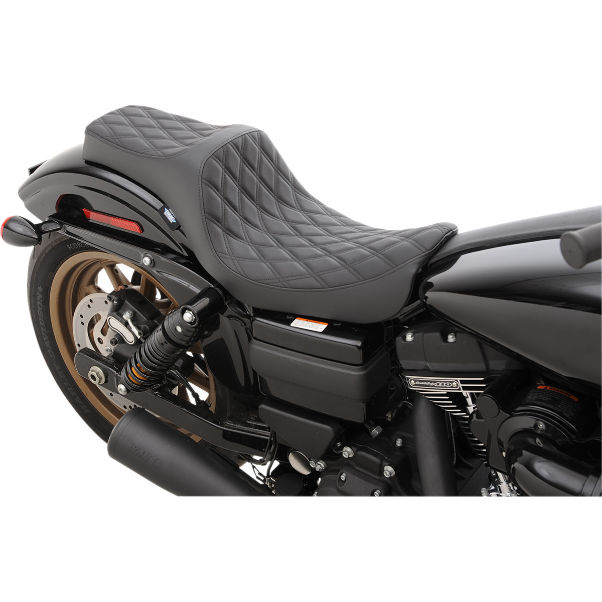Drag Specialties Seats - Predator III Seat - Double Diamond - Black Stitching - FXD/FLD '06-'17