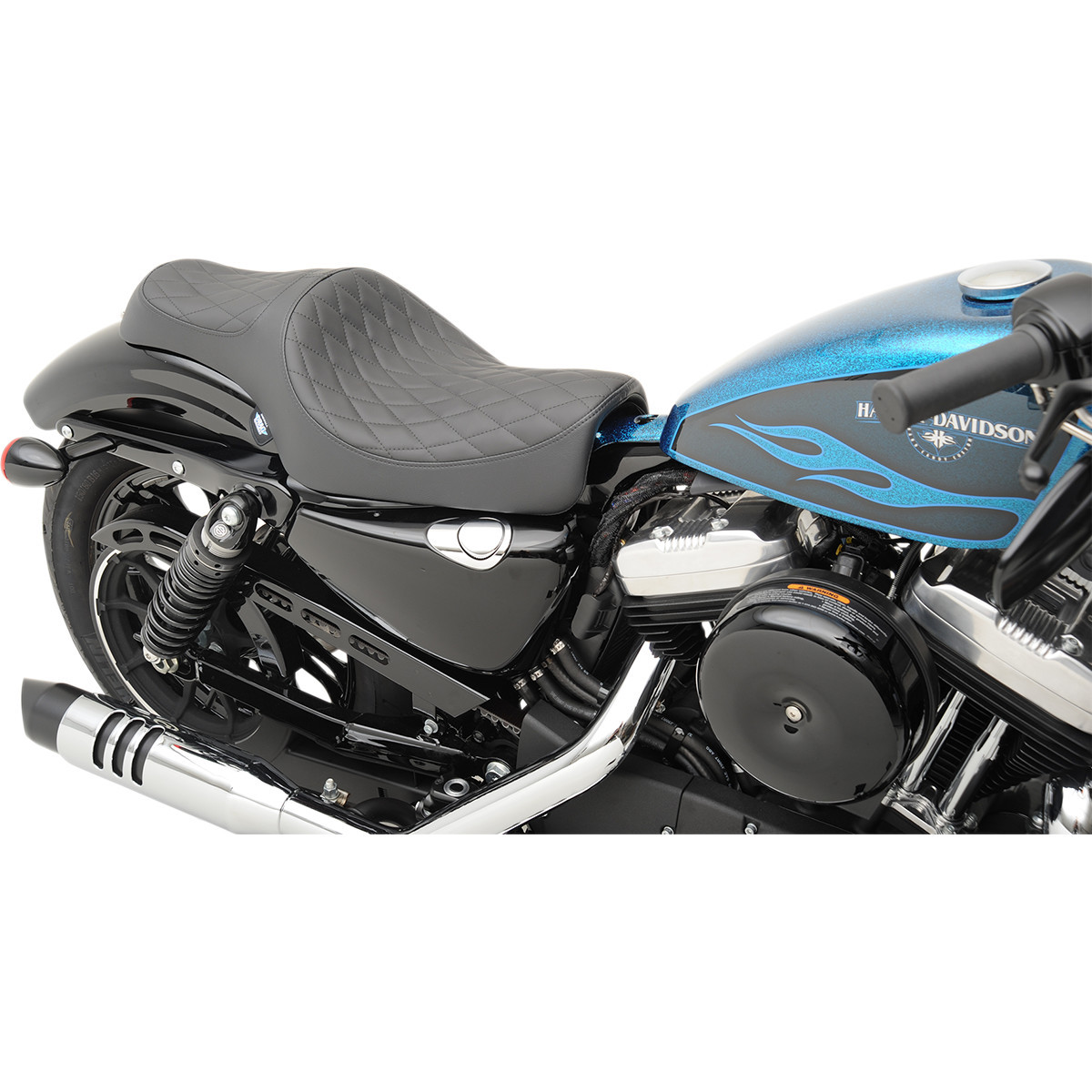 Drag Specialties Seats - Caballero Seat - Solar Reflective Leather - Diamond Stitch - XL '04-'22