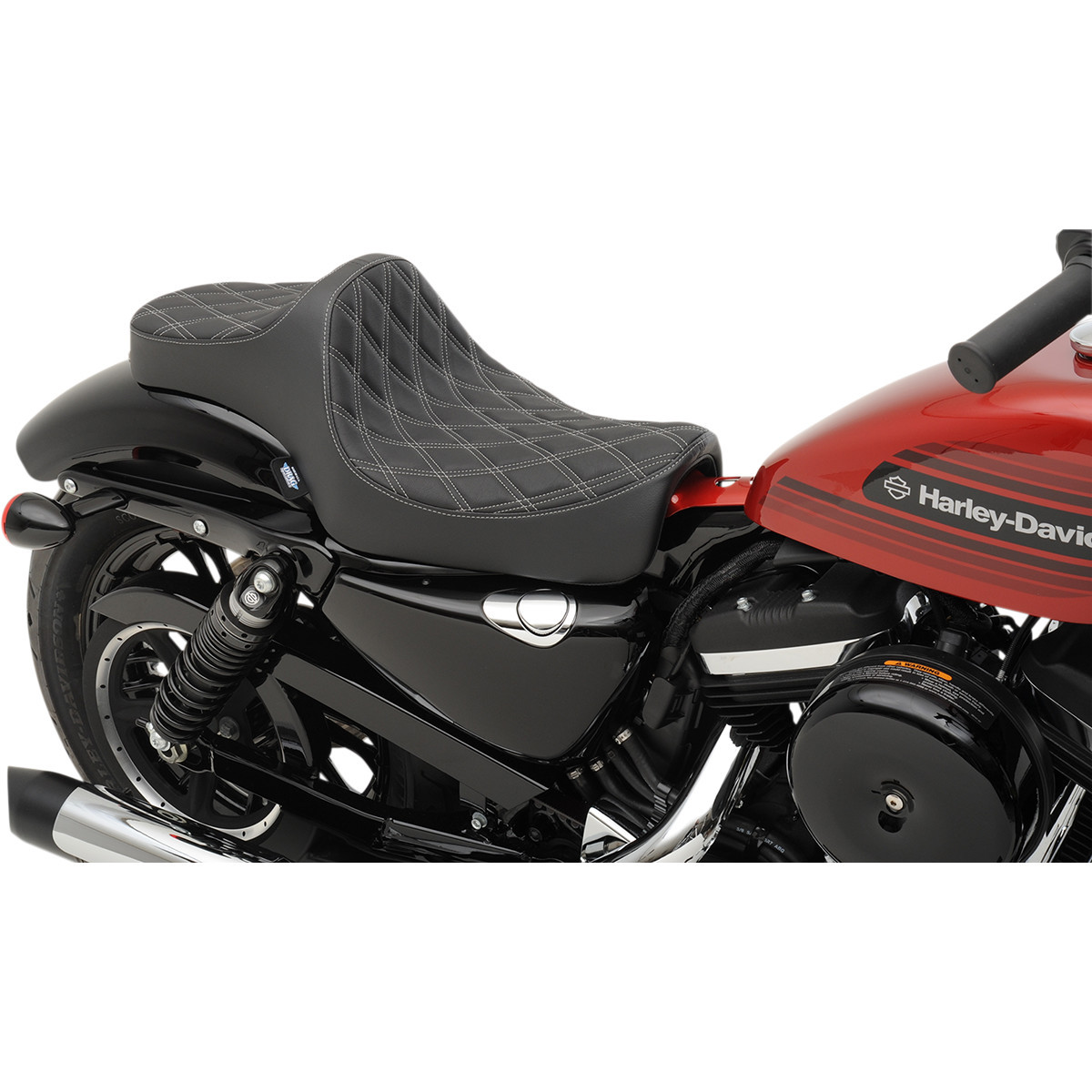 Drag Specialties Seats - Predator III Seat - Double Diamond - Silver Stitching - XL '04-'22