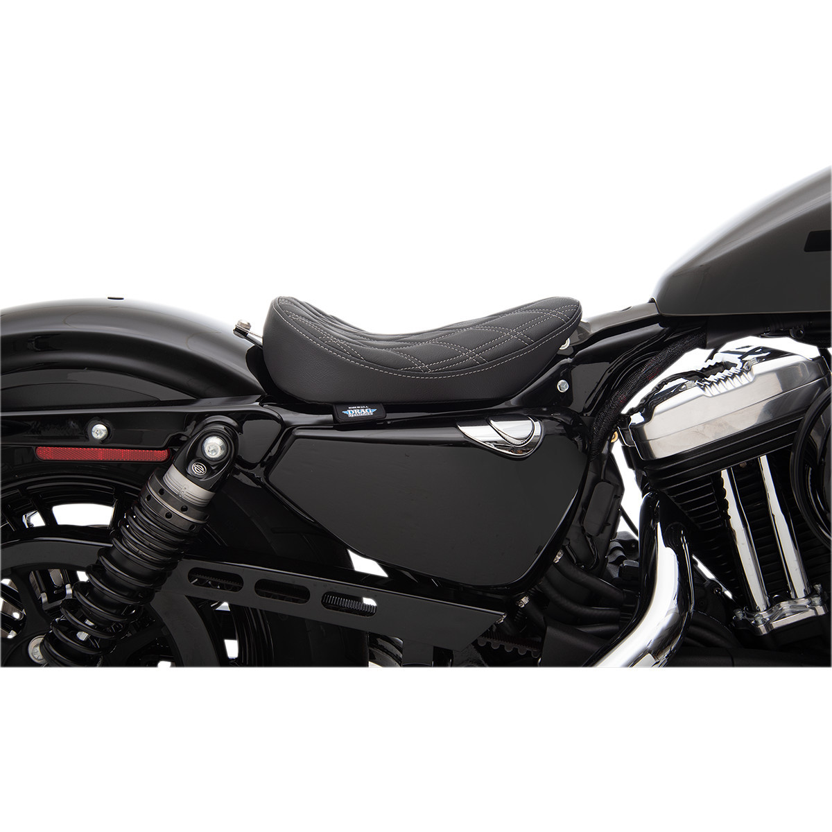 Drag Specialties Seats - Bobber Solo Seat - Double Diamond - Silver Stitch - '10-'22 XL