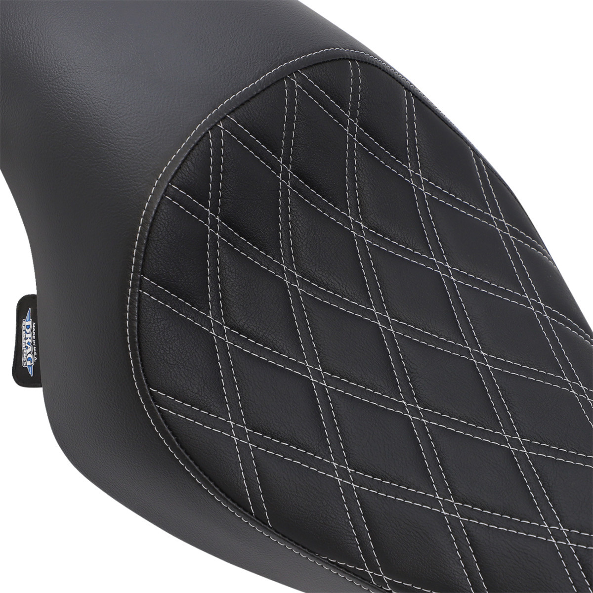 Drag Specialties Seats - 3/4 Solo Seat - Double Diamond - Black w/ Silver Stitching - XL '04-'22