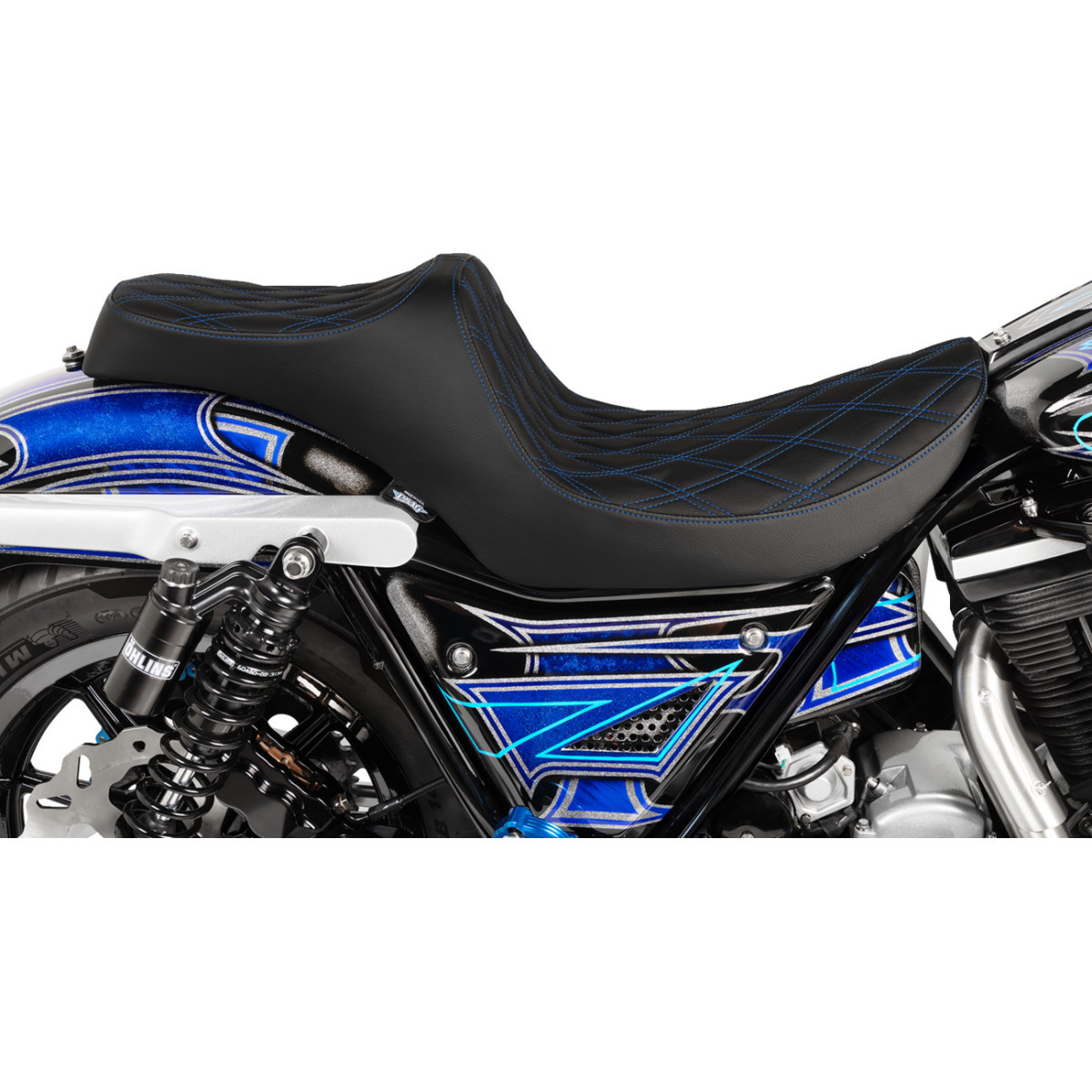 Drag Specialties Seats - Predator III Seat - Double Diamond - Black Stitching - FXR '82-'00