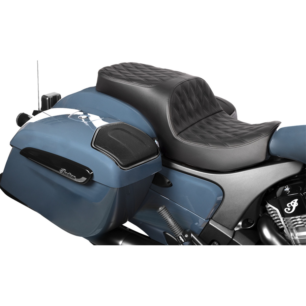 Drag Specialties Seats - Freedom Seat - Vinyl/Solar Leather - Double Diamond Black Stitch - Challenger '20-'25/Chieftain '25