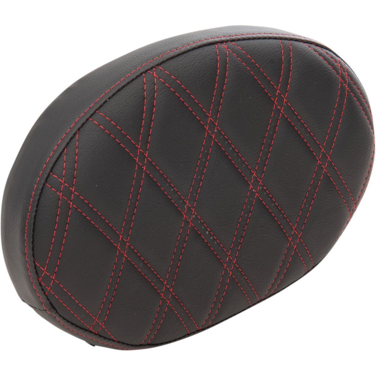 Drag Specialties Seats - Oval Sissy Bar Pad - Double Diamond - Red Stitch - FL '99-'22