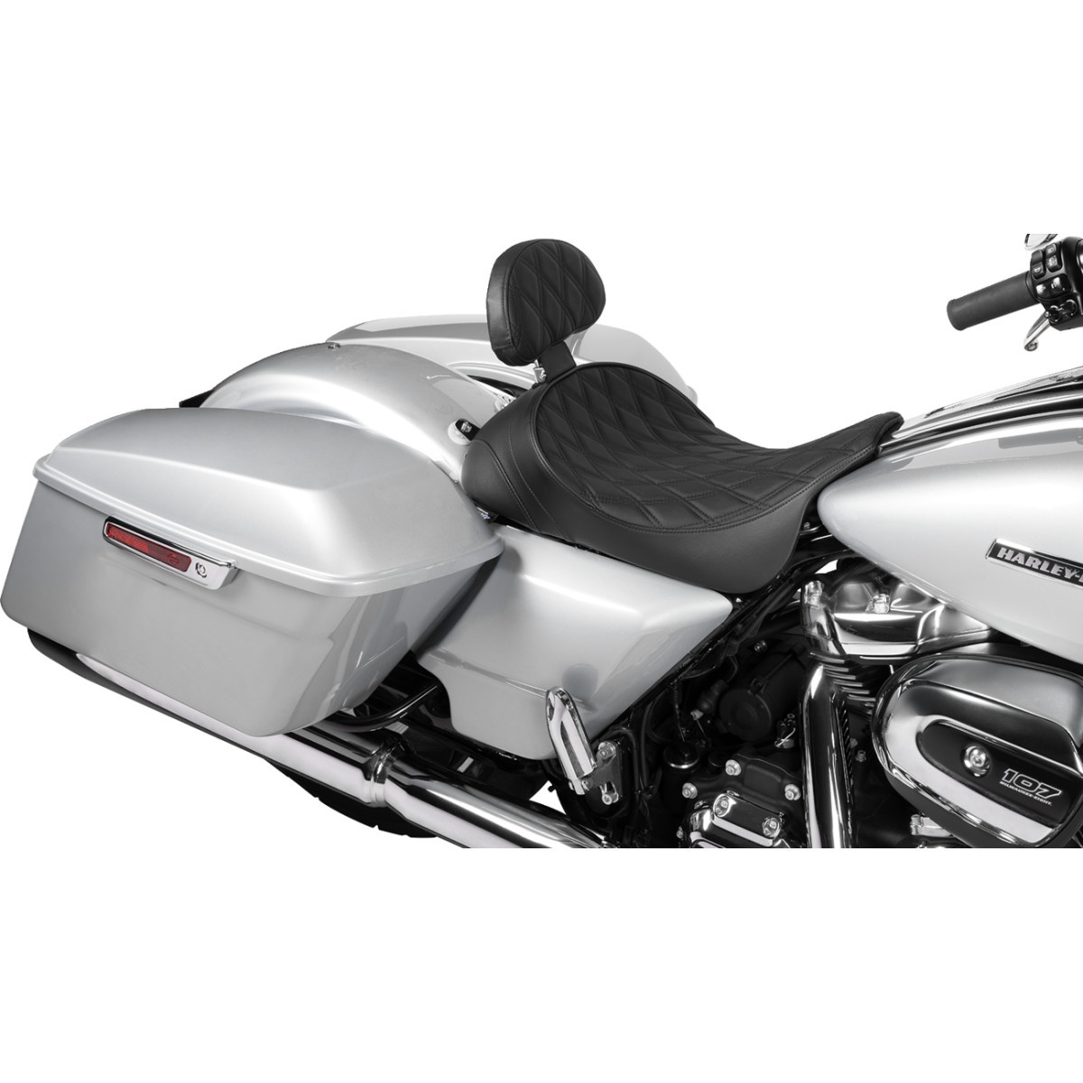 Drag Specialties Seats - EZ Glide II Backrest - Small - Vinyl - Double Diamond Black Stitch