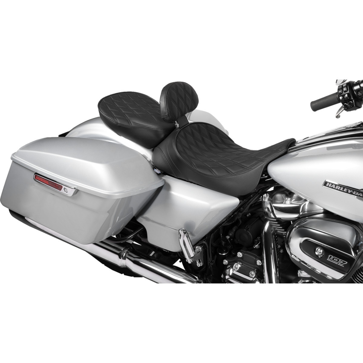 Drag Specialties Seats - EZ Glide II Backrest - Small - Vinyl - Double Diamond Black Stitch