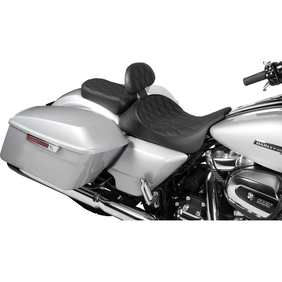 Drag Specialties Seats - EZ Glide II Backrest - Small - Vinyl - Double Diamond Black Stitch