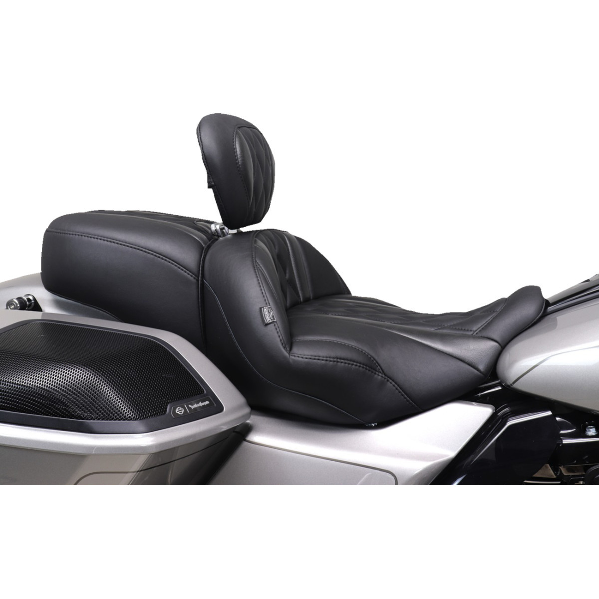 Mustang #89460 - Deluxe Driver Backrest - Diamond - Black Stitching - FLT/FLH '23-'25
