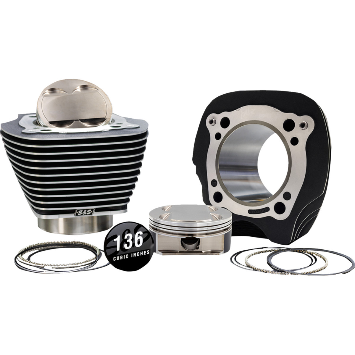 S&S Cycle #910-0910A - 132" High Compression | 136" Big Bore Kit - 4.320" Bore - Black w/o Highlighted Fins - M8