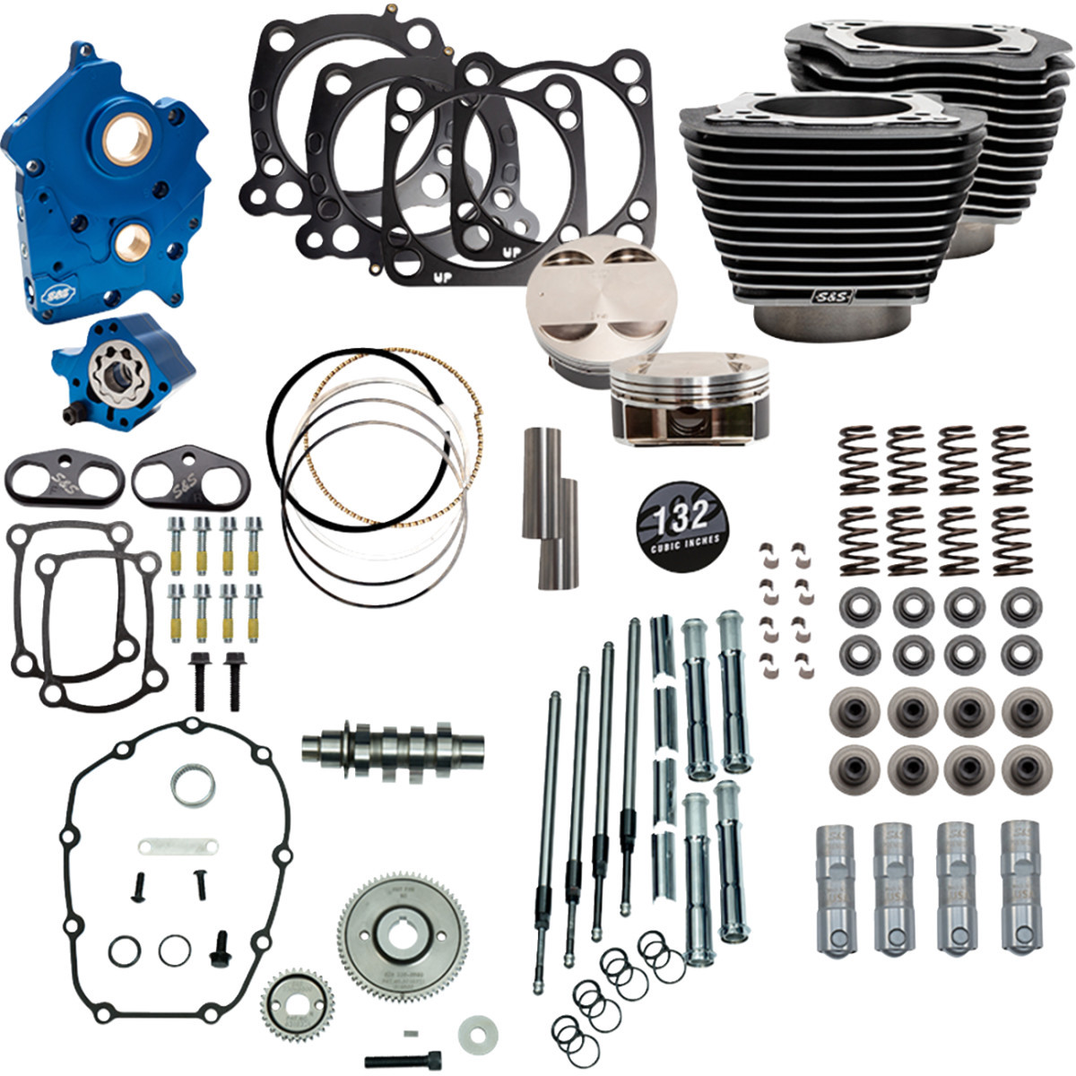 S&S Cycle #310-1236D - Power Pack - Water Cooled - 550G - Black Granite w/Highlight - Chrome Pushrod Tubes -114"/117" M8