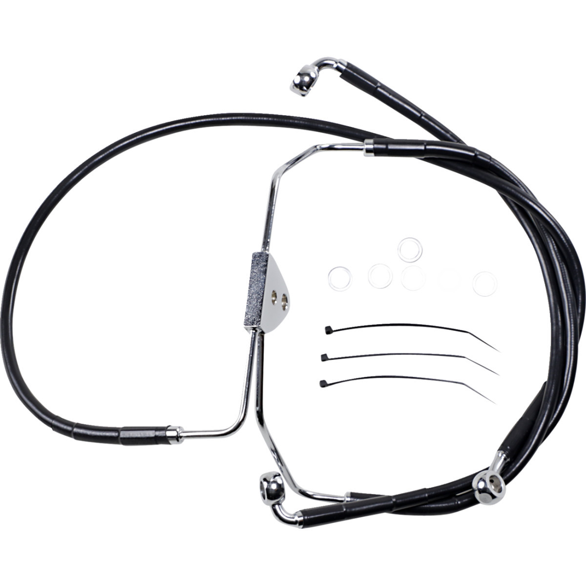 Drag Specialties - Brake Line - Front - Black - +4"