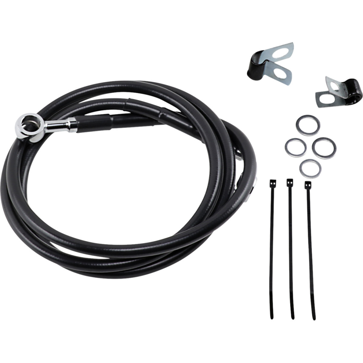 Drag Specialties - Brake Line - Front - Black - +4"