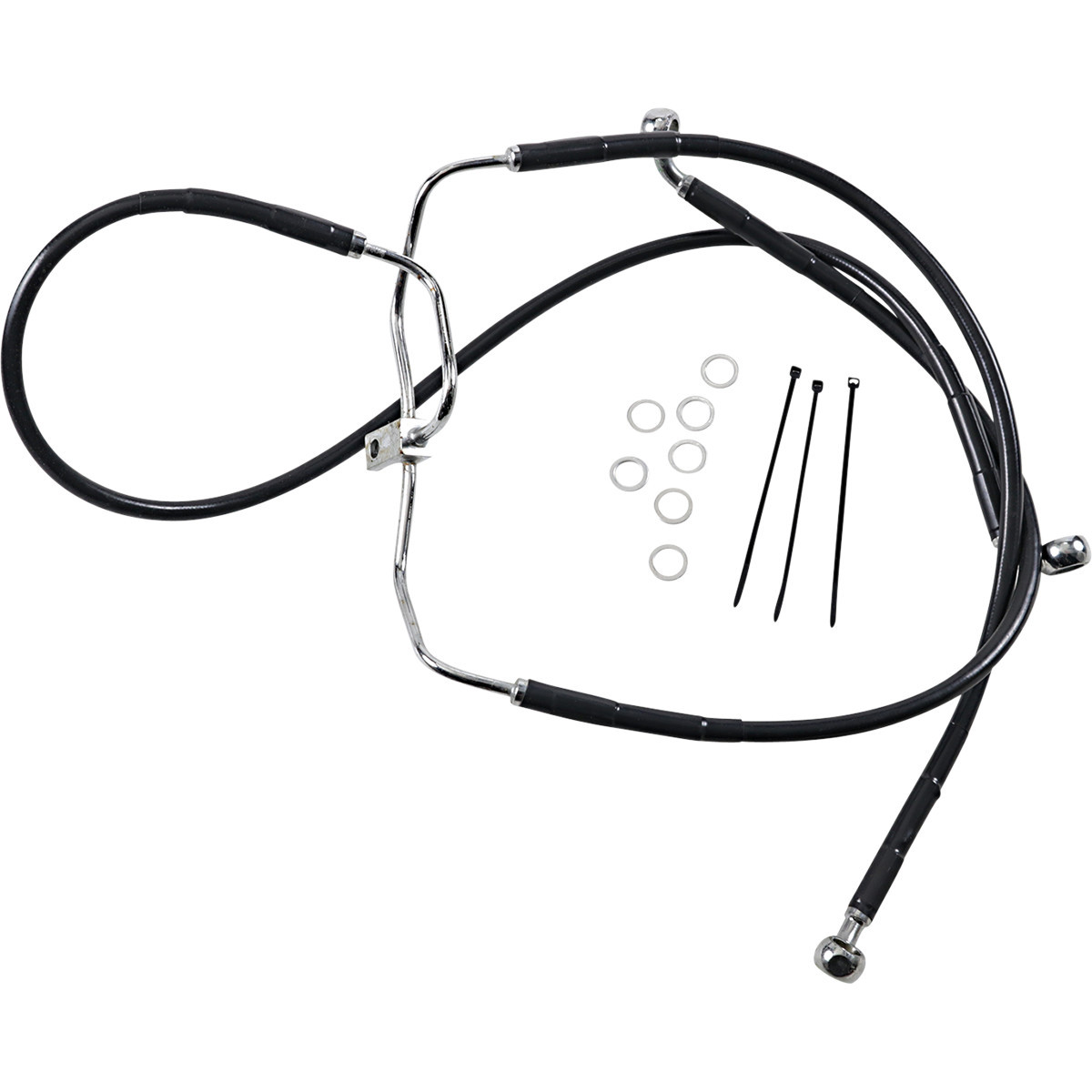 Drag Specialties - Brake Line - Front - Black - +8" - FXDF '08-'17